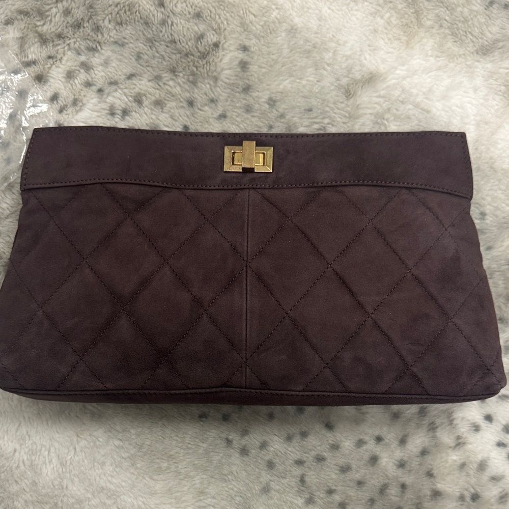 Chic Quilted Clutch in Deep Brown